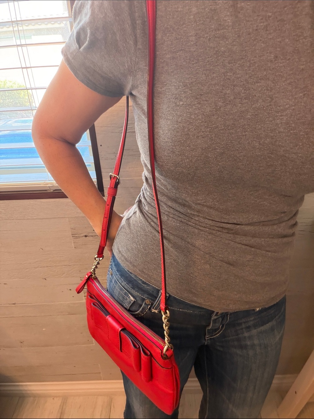 kate spade Red Bow-Accent Adjustable Pebbled Leather Crossbody Bag - Picture 12 of 13
